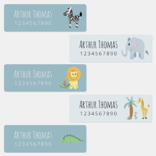 Boys Cute Safari Animals Kindergarten Preschool Kids' Labels