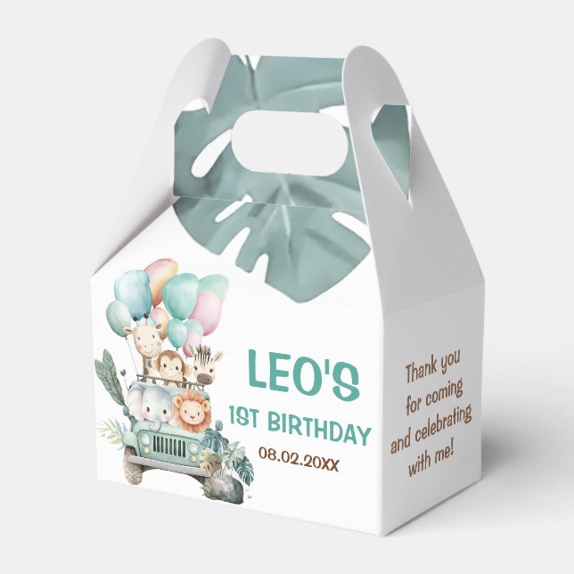 Boys Cute Safari Birthday  Favor Boxes (Front Side)