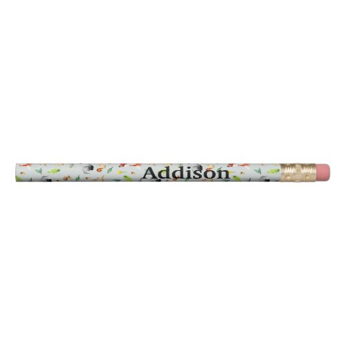 Boys Cute School Animal Forest Pattern Name Kids Pencil