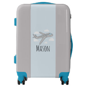 Boys Cute Sky Airplane Cartoon with Name Kids Luggage
