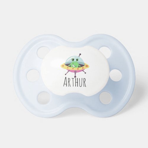 Boys Cute Space Alien Cartoon  Name Pacifier