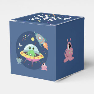 Boys Cute Space Alien Rocket Baby Shower Favor Boxes