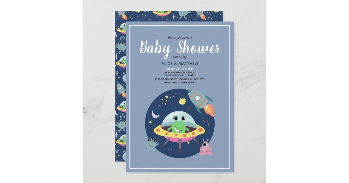 Outer Space Baby Shower Invitations Boy