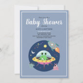 Boys Cute Space Alien Rocket Ship Baby Shower Invitation (Front)