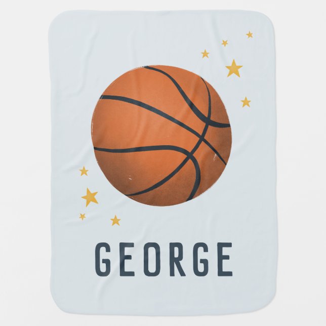 Boys Cute Sports Basketball Baby Blanket (Front)