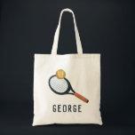 Boys Cute Tennis Sports Kids School Tote Bag<br><div class="desc">This cute and modern kids tote bag features a tennis racket and tennis ball. The tote can be personalized with your boys name,  the perfect gift for any champion sports lover!</div>