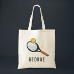 Boys Cute Tennis Sports Kids School Tote Bag<br><div class="desc">This cute and modern kids tote bag features a tennis racket and tennis ball. The tote can be personalized with your boys name,  the perfect gift for any champion sports lover!</div>