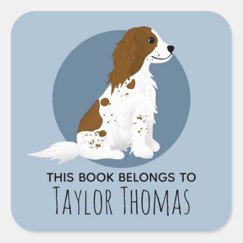 Boys Cute This Book Belongs Spaniel Dog Kids Square Sticker