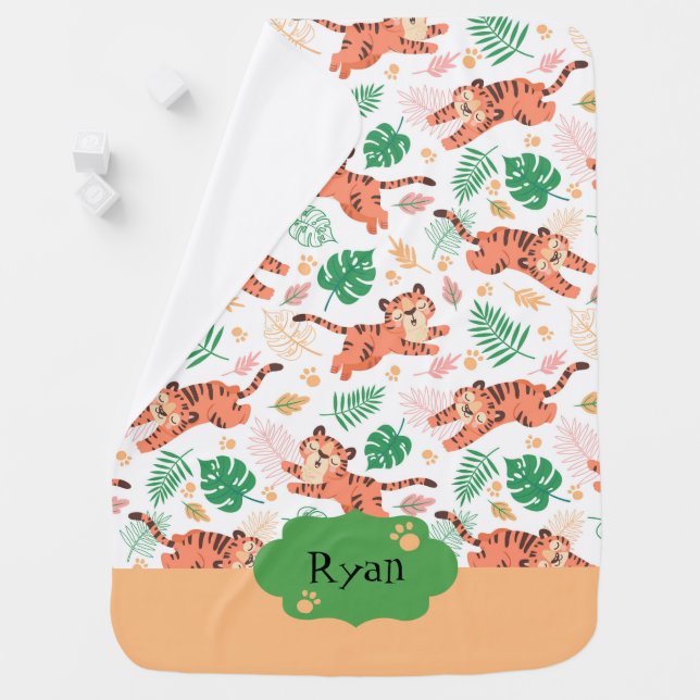 Boys Cute Tiger Wild Jungle Safari Stroller Baby Blanket (In Situ)