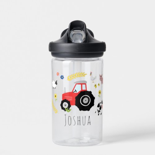 Boys Cute Tractor Kids School Water Bottle