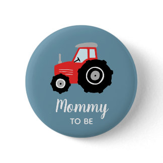 Boys Cute Tractor Mommy to Be Baby Shower Button
