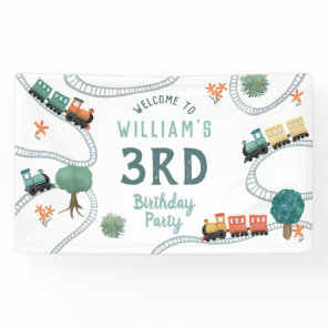 Boys Cute Train Kids Birthday Welcome Sign
