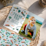 Boys Cute Train Photo Birthday Thank You Card<br><div class="desc">Thank friends and family in style with this charming train-themed kids birthday thank-you card. Designed with space for your child’s photo on the front and a matching blue train pattern on the back, it’s a sweet and classic way to share your gratitude. Personalize the text and photo to create a...</div>