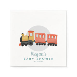 Boys Cute Train Travel Baby Shower Napkins