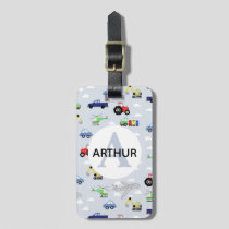 Boys Cute Transport Airplane Car Tractor Name Kids Luggage Tag