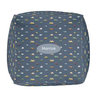 Boys Cute Transport Car Pattern monogram Kids Pouf