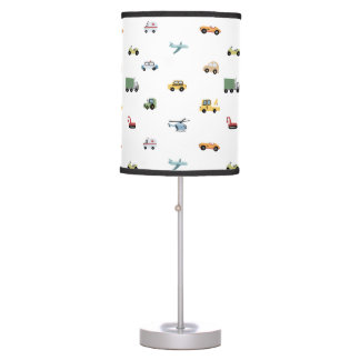 Boys Cute Transport Car Pattern Monogram Name Kids Table Lamp
