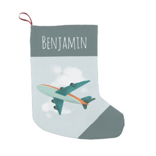 Custom Airplane Holiday Stocking - Neoprene (Personalized)