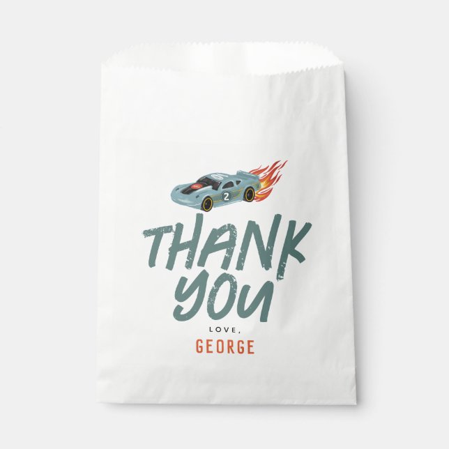 Boys Cute Two Fast Racing 2nd Birthday Favor Bag (Front)