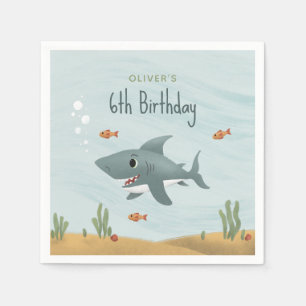 Boys Cute Under the Sea Ocean Shark Kids Birthday Napkins