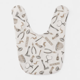 Boys Cute Watercolor Construction Tools Baby Bib