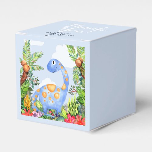 Boys Cute Watercolor Dinosaur Jungle Baby Shower Favor Boxes