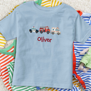 Boys' Cute Watercolor Emergency Vehicles Toddler T-shirt
