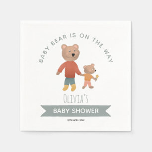 Boys Cute Woodland Forest Baby Bear Napkins