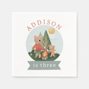 Boys Cute Woodland Forest Camping Bears Birthday Napkins