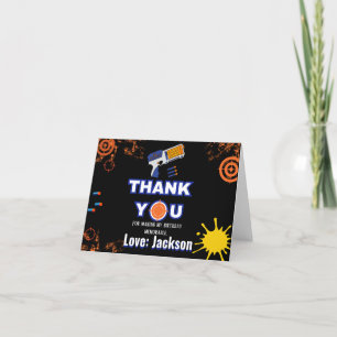 Boys Dart Gun Birthday Party Thank You Card