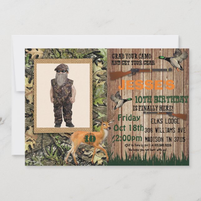 Boys Deer Hunting Birthday Invitation (Front)