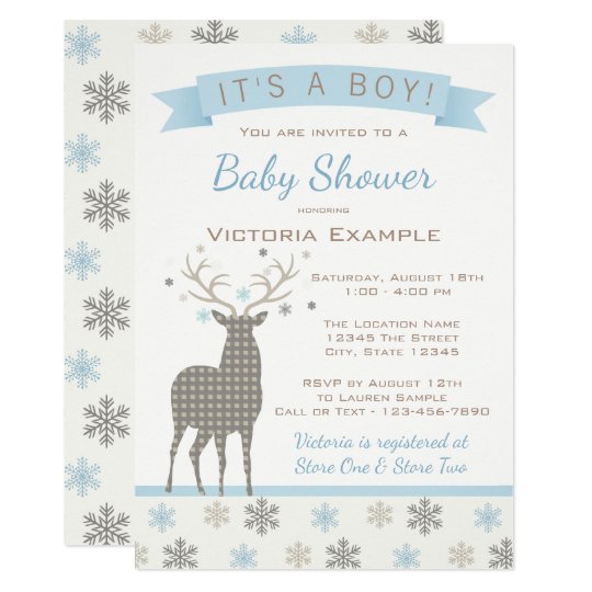 Boys Deer Winter Wonderland Baby Shower Invitation