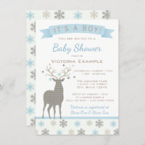 Boys Deer Winter Wonderland Baby Shower Invitation