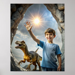 Boy's Dinosaur Adventure – Outdoor Exploration Poster