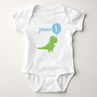 Boys Dinosaur Balloon 1st Birthday Bodysuit