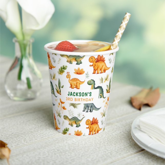 Boys Dinosaur Birthday Party Paper Cup (Insitu)