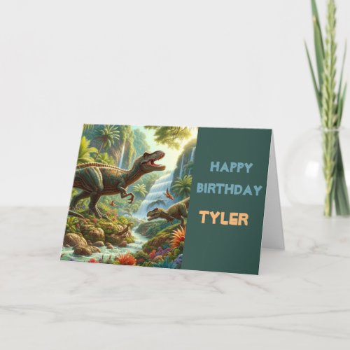 Boys Dinosaur Birthday  with Inside Greeting  Card
