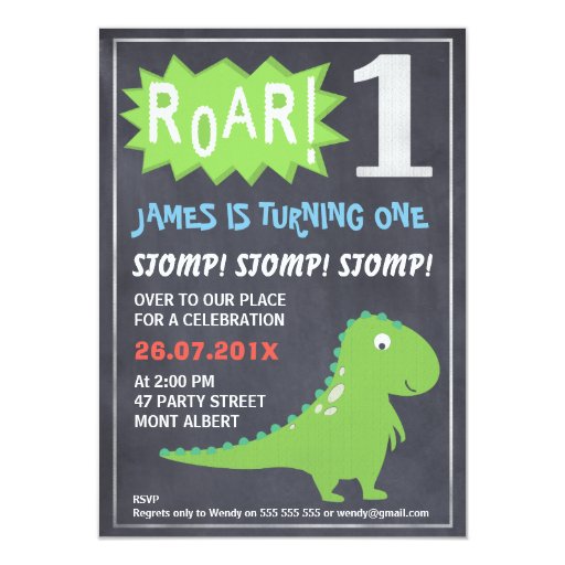 Dinosaur 1St Birthday Invitations 5