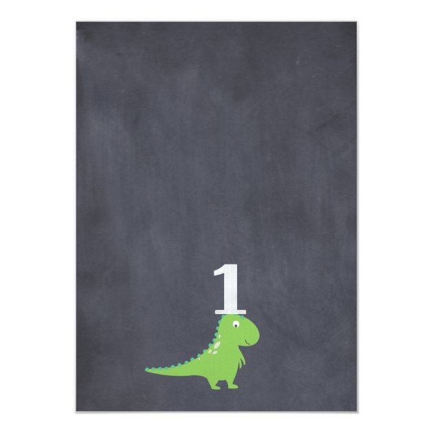 Boys Dinosaur Chalkboard 1st Birthday Invitation