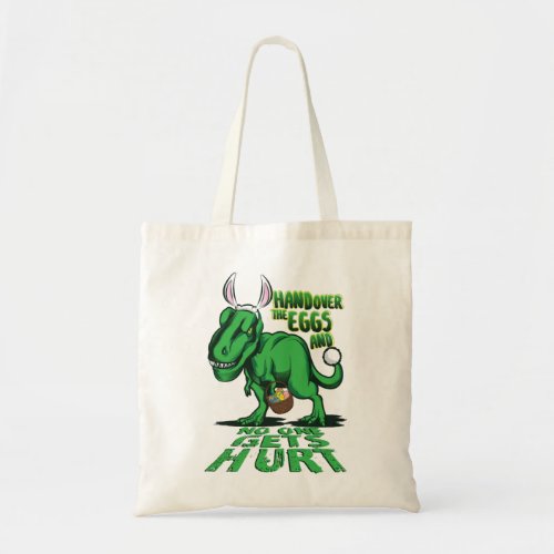 Boys Dinosaur Eggs Easter Bunny Egg Hunting Tote Bag