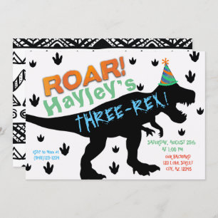 Boys Dinosaur Party Hat Birthday Invitation