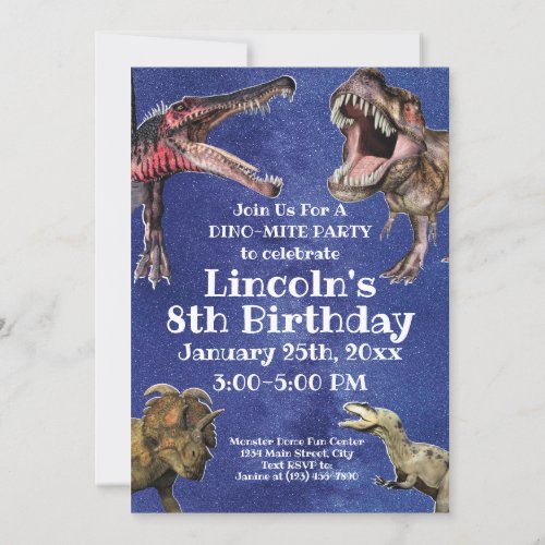 Boys Dinosaur Personalized Birthday Party Invitation