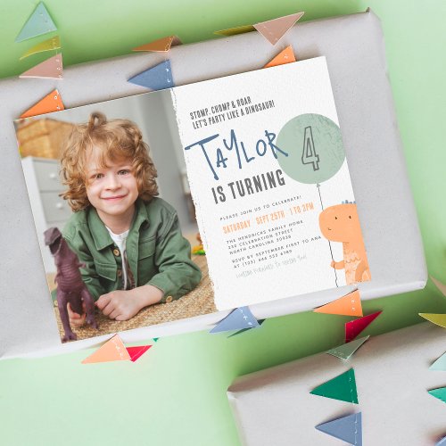 Boys Dinosaur Themed Birthday Party Photo Postcard