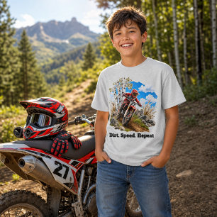Boys Dirt Bike Motocross Racing Slogan T-Shirt