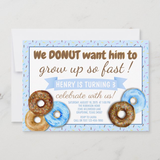 Boys Donut Birthday Party Invitation (Front)