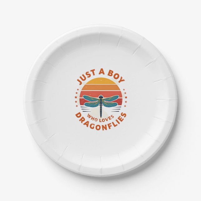 Boys Dragonfly Paper Plates (Front)
