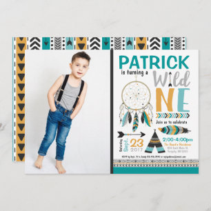 Boys Dreamcatcher Wild ONE 1st Birthday Invitation