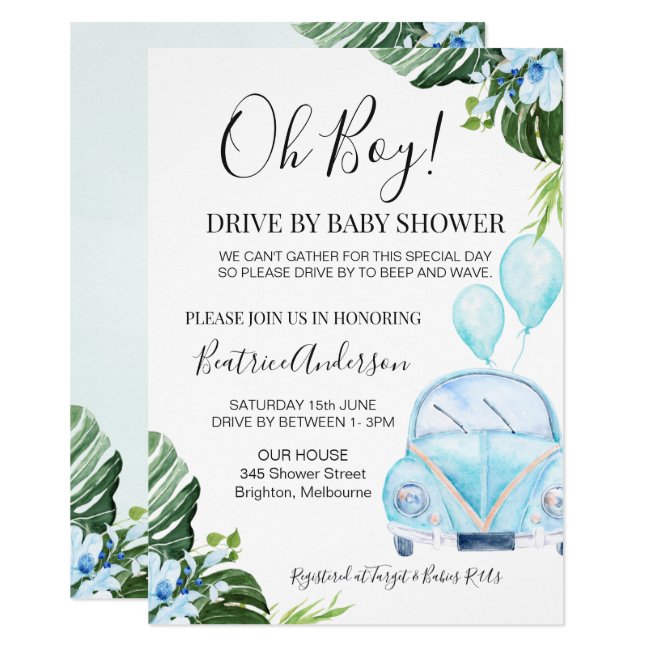 Boy's Drive By Parade Baby Baby Shower Invitation