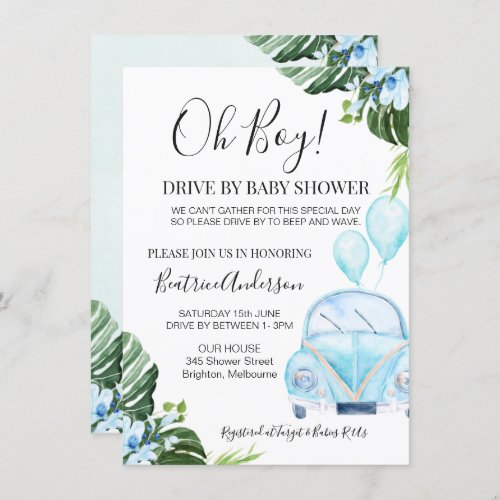 Boys Drive By Parade Baby Baby Shower Invitation