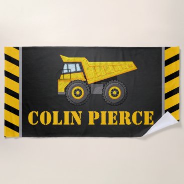 Boys Dump Truck Personalized Beach Towel Boys Dump Truck Personalized Beach Towel